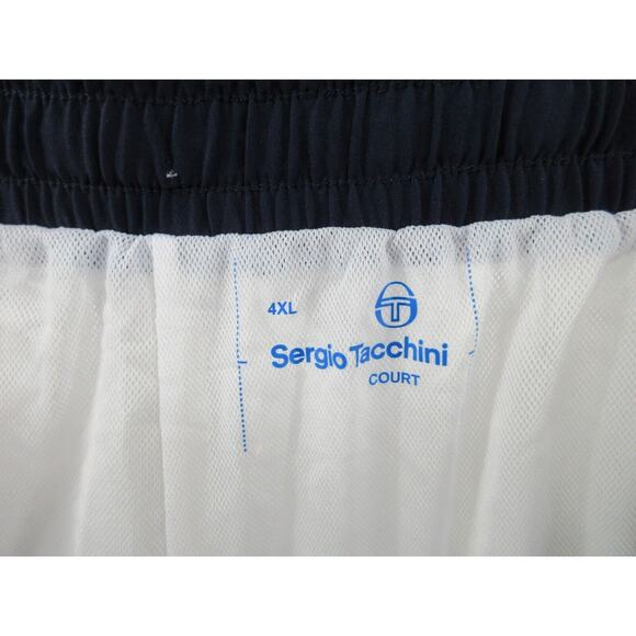 NWT Sergio Tacchini TCP Shorts Mens Size 4XL Mesh Lined WHITE NAVY BLUE Shorts - Picture 11 of 13